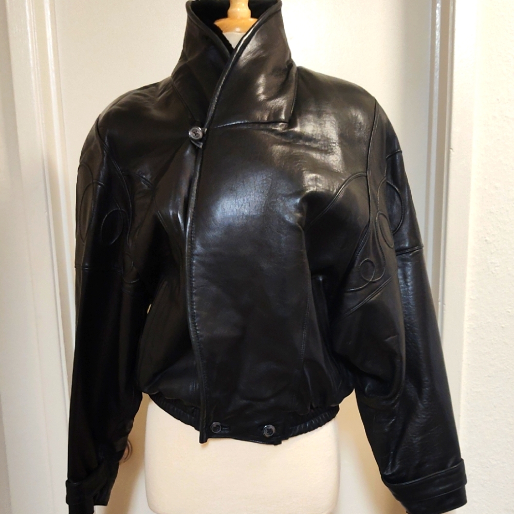 Marc Buchanan Black Leather Jacket Size M/L